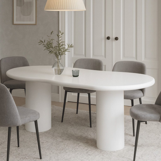 Esstisch Bobbio in weiß MDF organisches Design 200 cm