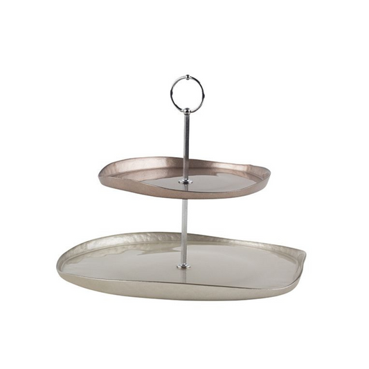 Bricard Bodrum Etagere 2-stöckig | 21–32 cm – Taupe-Champagner