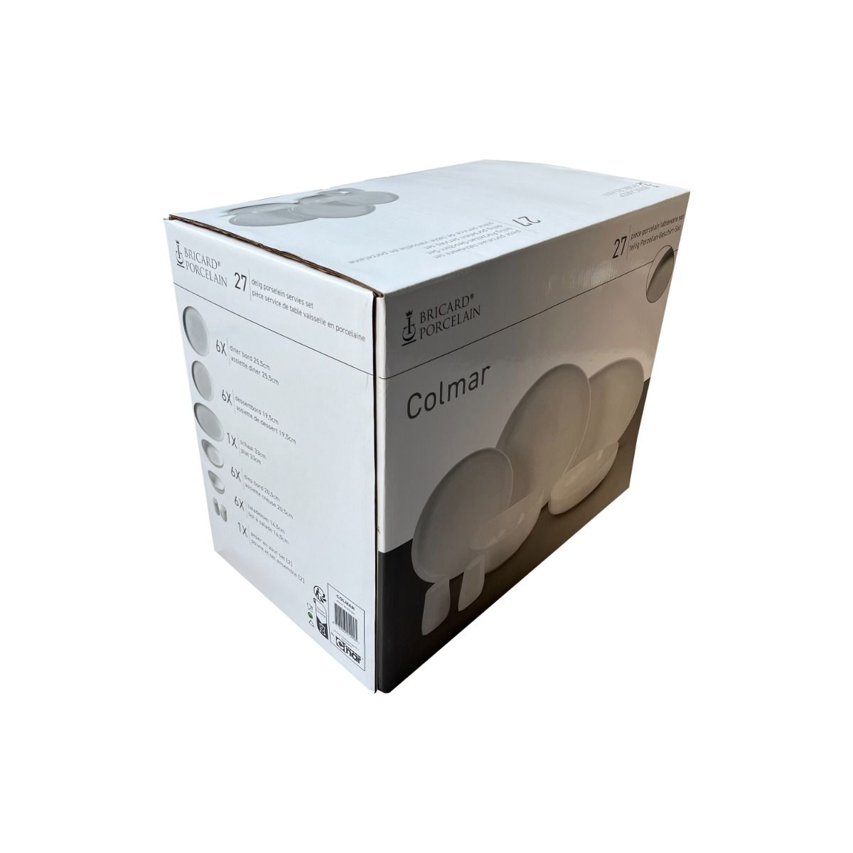 Bricard Colmar Geschirr-Set weiß 27-tlg. 6 Personen Porzellan