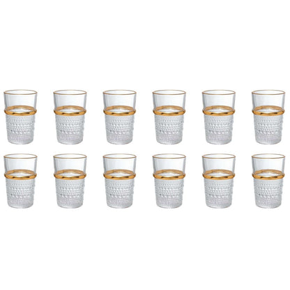 Bricard Gläser-Set Fariza Trinkgläser Whiskeygläser 200ml 12er-Set transparent-gold