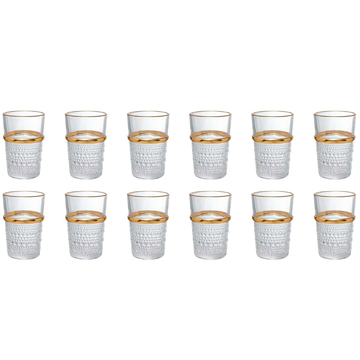 Bricard Gläser-Set Haza Trinkgläser Softdrinkgläser Whiskygläser 200ml 12er-Set transparent-gold