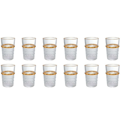 Bricard Gläser-Set Haza Trinkgläser Softdrinkgläser Whiskygläser 200ml 12er-Set transparent-gold
