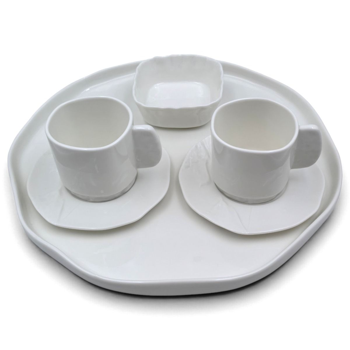Kaffeeservice BARLIN 6-teiliges Porzellan-Set von Bricard inkl. Serviertablett Weiß, 80 ml