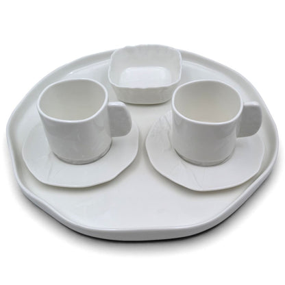 Kaffeeservice BARLIN 6-teiliges Porzellan-Set von Bricard inkl. Serviertablett Weiß, 80 ml