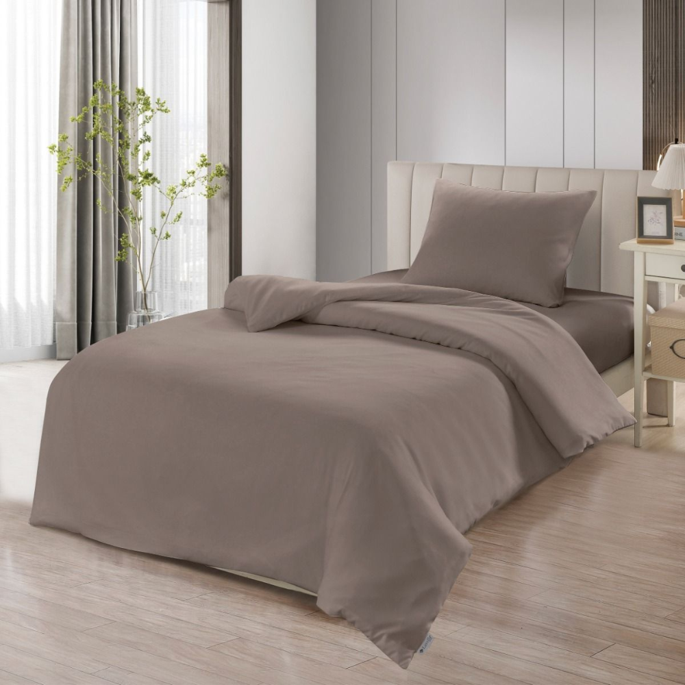 Bettwäsche-Set SADE Komplett-Set inkl. Spannbettlaken aus weicher Mikrofaser Braun 140cm