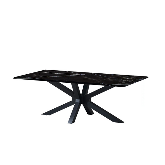 Edler Couchtisch mit echter Marmorplatte – 130x70x46H CM Schwarz