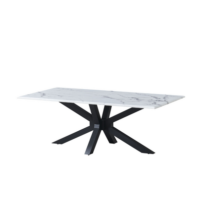 Edler Couchtisch mit echter Marmorplatte – 130x70x46H CM Weiß