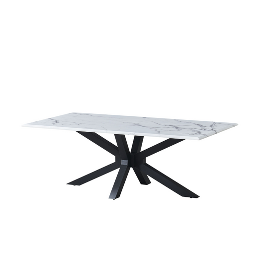 Edler Couchtisch mit echter Marmorplatte – 130x70x46H CM Weiß