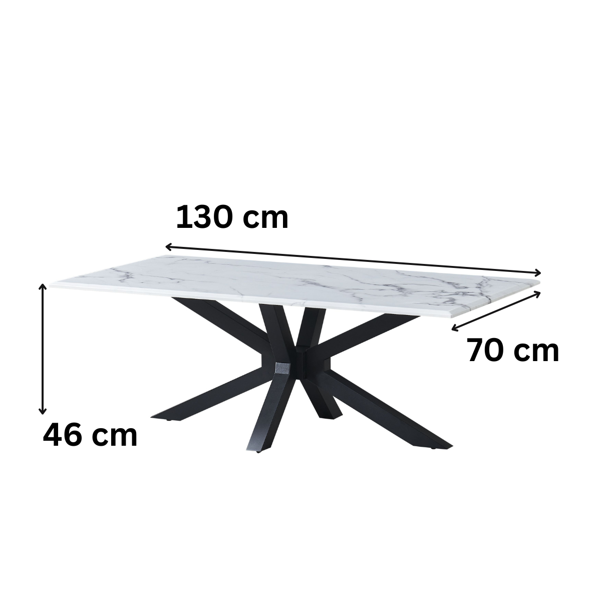 Edler Couchtisch mit echter Marmorplatte – 130x70x46H CM Weiß