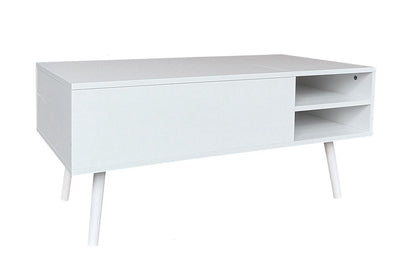 Couchtisch MALMÖ mit Lift-Top Funktion & verstecktem Stauraum, 100x50 cm weiß