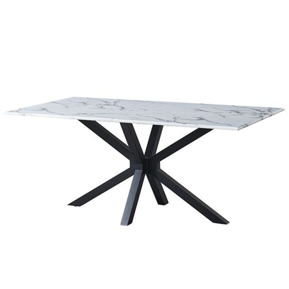 Esstisch Terni mit edlen Edelstahlbeinen Glas/Marmoroptik Tischplatte 180cm