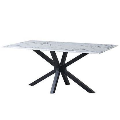 Esstisch Terni mit edlen Edelstahlbeinen Glas/Marmoroptik Tischplatte 180cm