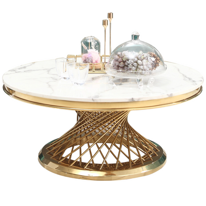 Couchtisch echtes Marmor weiß gold 100cm