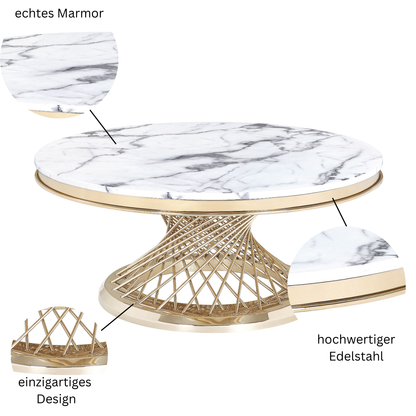 Couchtisch echtes Marmor weiß gold 100cm