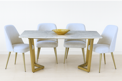 Esstisch Marmor – 170 x 90 x 75 cm Silberfarbenes Metallgestell & edle Marmorplatte