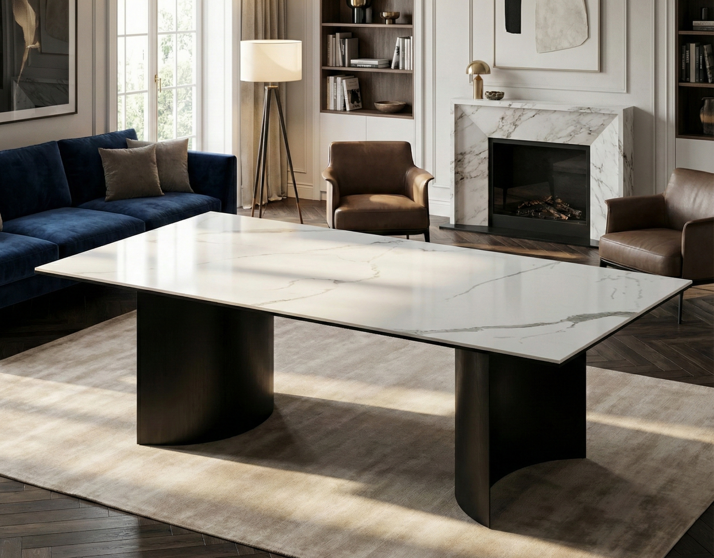 Couchtisch Verona edles Marmor Design weiß mit speziell gefertigten Tischbeinen