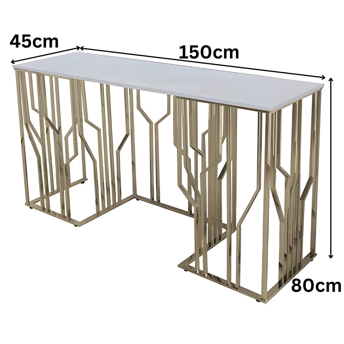 Ablagetisch Taranto mit edler Tischlatte in Marmoroptik 150cm