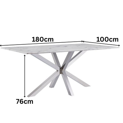 Esstisch Terni mit edlen Edelstahlbeinen Marmoroptik Tischplatte 180cm