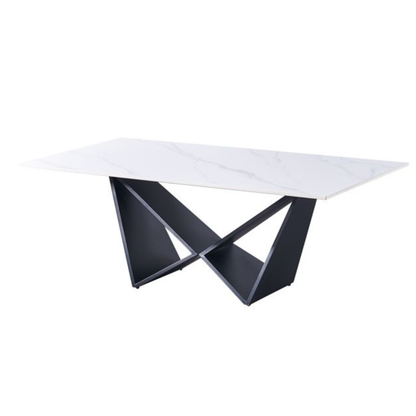 Design-Couchtisch CENTO Rechteckiger Wohnzimmertisch in Marmor-Optik mit geometrischem Edelstahl-Gestell (130 x 70 cm) Schwarz