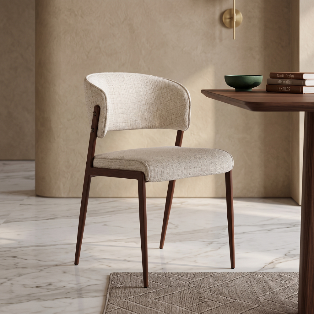 Esszimmerstuhl NOA Eleganter Polsterstuhl mit geschwungener Rückenlehne Cream