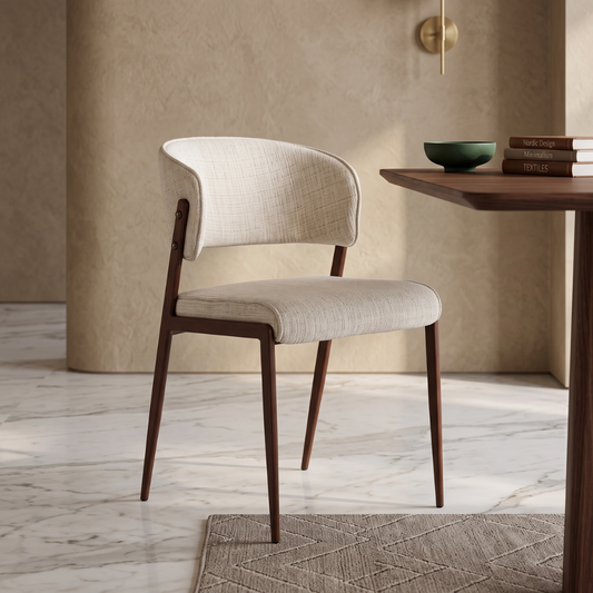 Esszimmerstuhl NOA Eleganter Polsterstuhl mit geschwungener Rückenlehne Cream
