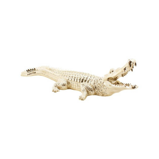Moderne Deko Skulptur Krokodil 88 cm Gold