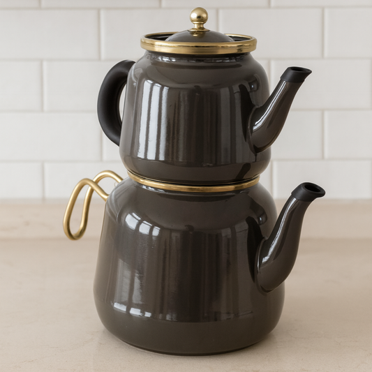 Teekanne Dawa Retro 2er Set 2,5 L Hitzebeständig  Schwarz- Gold