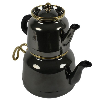 Teekanne Dawa Retro 2er Set 2,5 L Hitzebeständig  Schwarz- Gold