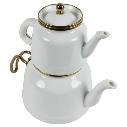 Teekanne Dawa Retro 2er Set 2,5 L Hitzebeständig Weiß