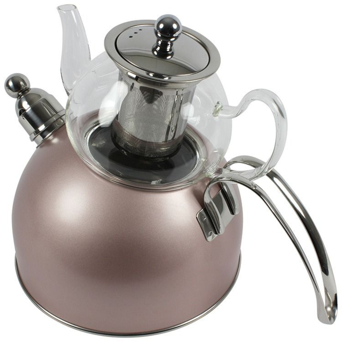 Teekanne  Djena Retro 2er Set Glaskanne 2,5 L Hitzebeständig Rose