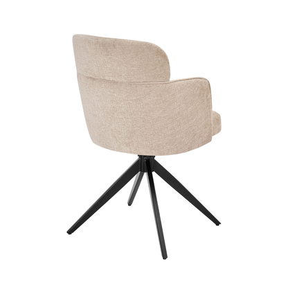 Gepolsterte Esszimmerstuhl mit Rückenlehne und Armlehne in Beige 360 Grad drehbar