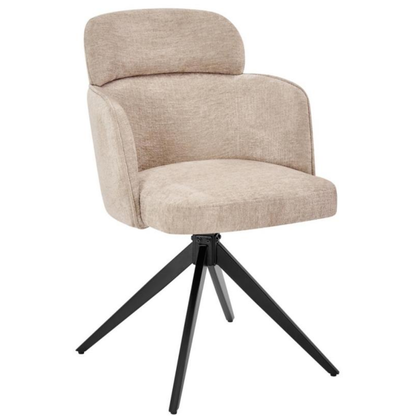Gepolsterte Esszimmerstuhl mit Rückenlehne und Armlehne in Beige 360 Grad drehbar