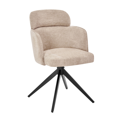 Gepolsterte Esszimmerstuhl mit Rückenlehne und Armlehne in Beige 360 Grad drehbar