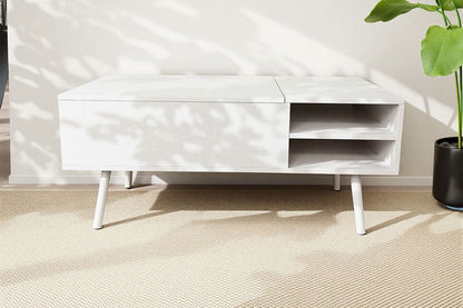 Couchtisch MALMÖ mit Lift-Top Funktion & verstecktem Stauraum, 100x50 cm weiß