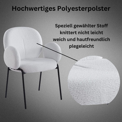 Vierfußstuhl Esszimmerstuhl TEDDY VELVET5 weiß