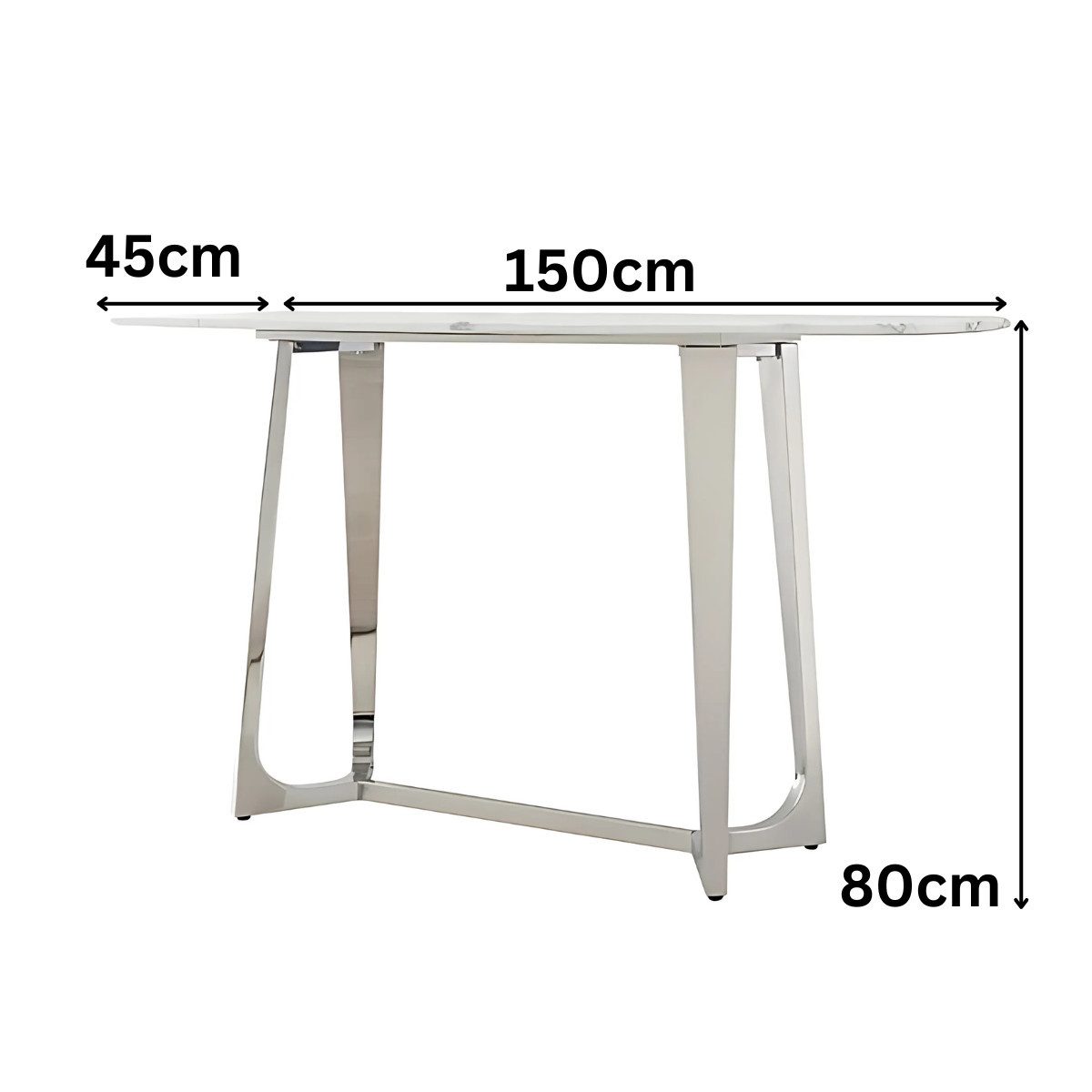 Ablagetisch Bari mit weißer Tischplatte in Marmoroptik 150cm
