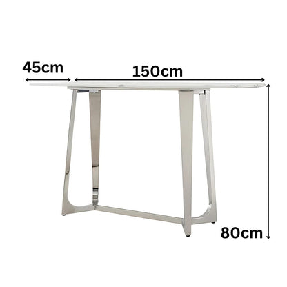 Ablagetisch Bari mit weißer Tischplatte in Marmoroptik 150cm