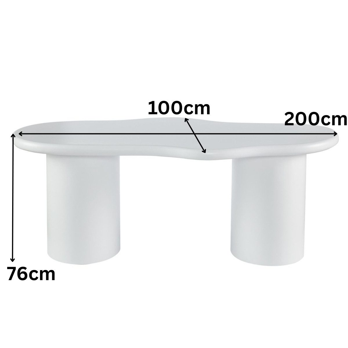 Esstisch Bobbio in weiß MDF organisches Design 200 cm