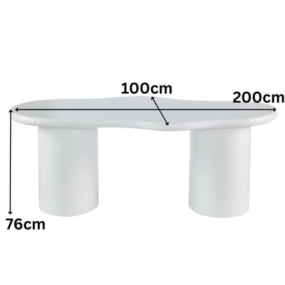 Esstisch Bobbio in weiß MDF organisches Design 200 cm