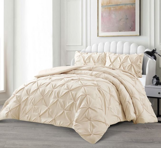 Tagesdecke Set Efsun Überwurf Decke 3-Teilig 240 x 250 cm , atmungsaktiv 2-Personen Beige