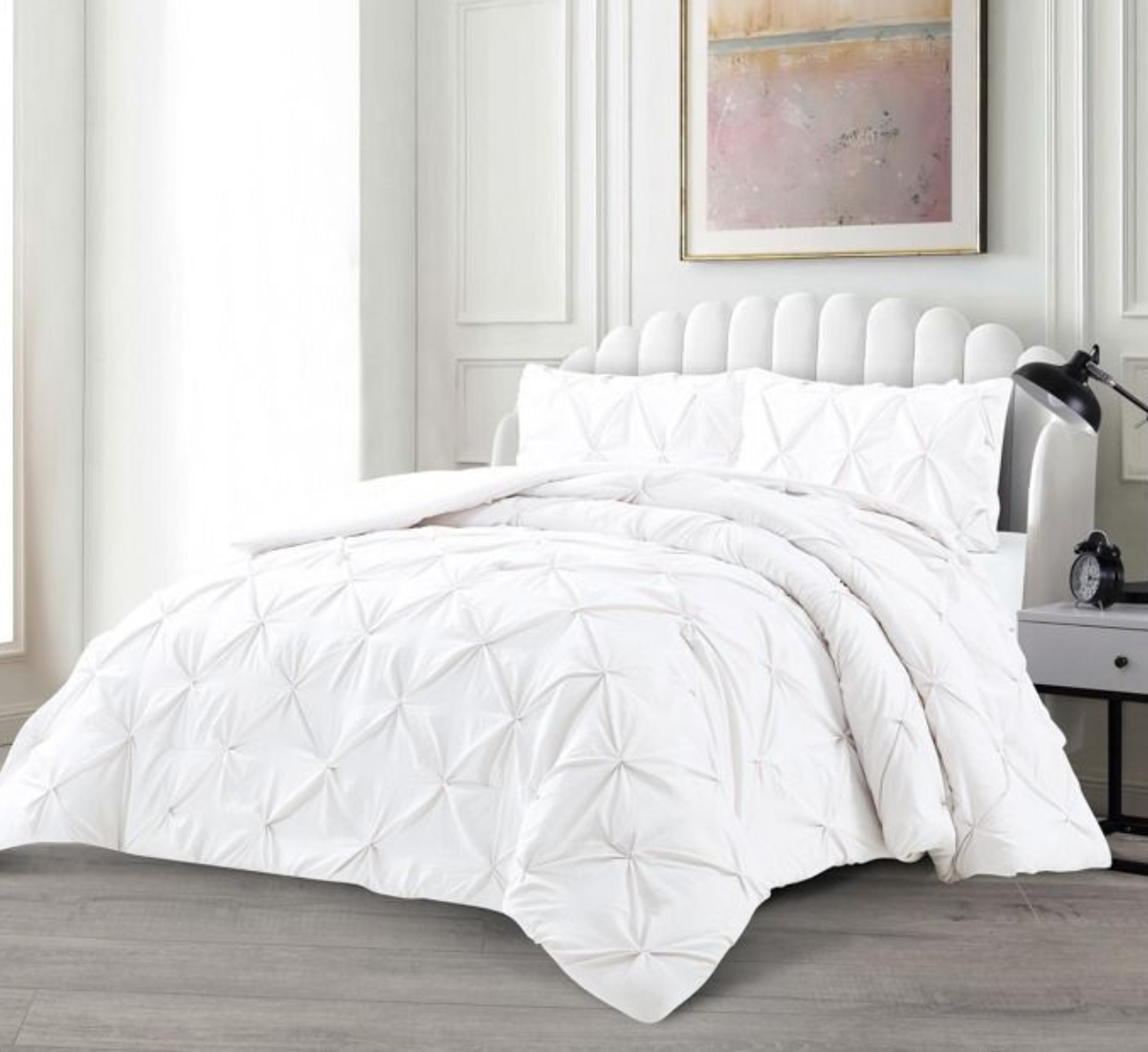 Tagesdecke Set Efsun Überwurf Decke 3-Teilig 240 x 250 cm , atmungsaktiv 2-Personen Weiss