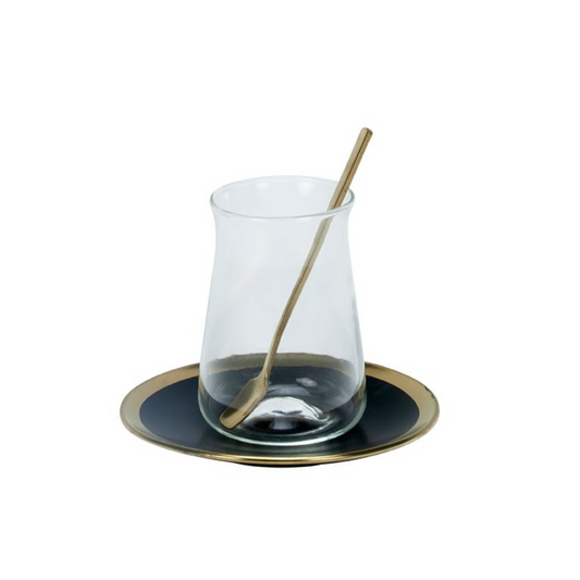 Bricard Evry Teeglas-Set mit Keramik-Untersetzern – 18-teilig schwarz