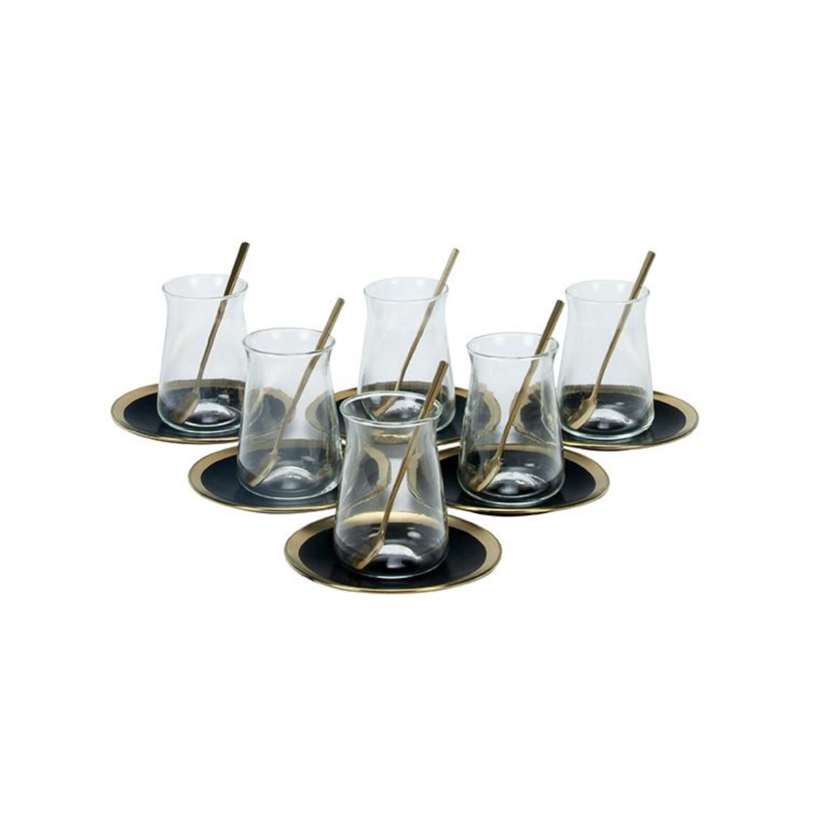 Bricard Evry Teeglas-Set mit Keramik-Untersetzern – 18-teilig schwarz