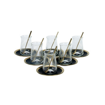 Bricard Evry Teeglas-Set mit Keramik-Untersetzern – 18-teilig schwarz