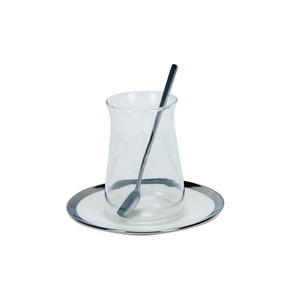 Bricard Evry Teeglas-Set mit Keramik-Untersetzern – 18-teilig silber