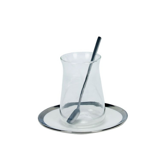 Bricard Evry Teeglas-Set mit Keramik-Untersetzern – 18-teilig silber