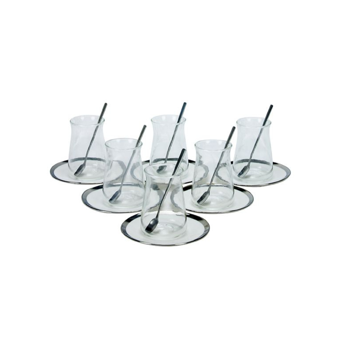 Bricard Evry Teeglas-Set mit Keramik-Untersetzern – 18-teilig silber