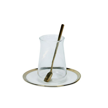 Bricard Evry Teeglas-Set mit Keramik-Untersetzern – 18-teilig Weiß
