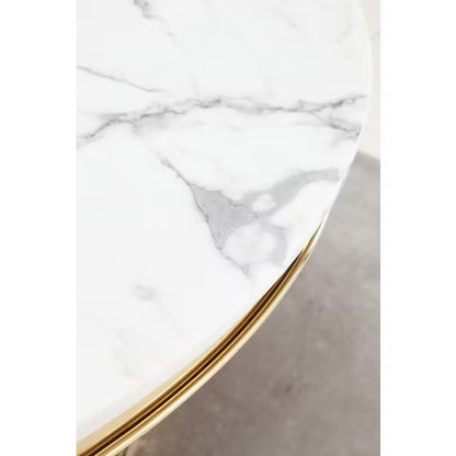 Wohnzimmertisch edler Esstisch echtes Marmor 130cm goldenes Edelstahlgestell