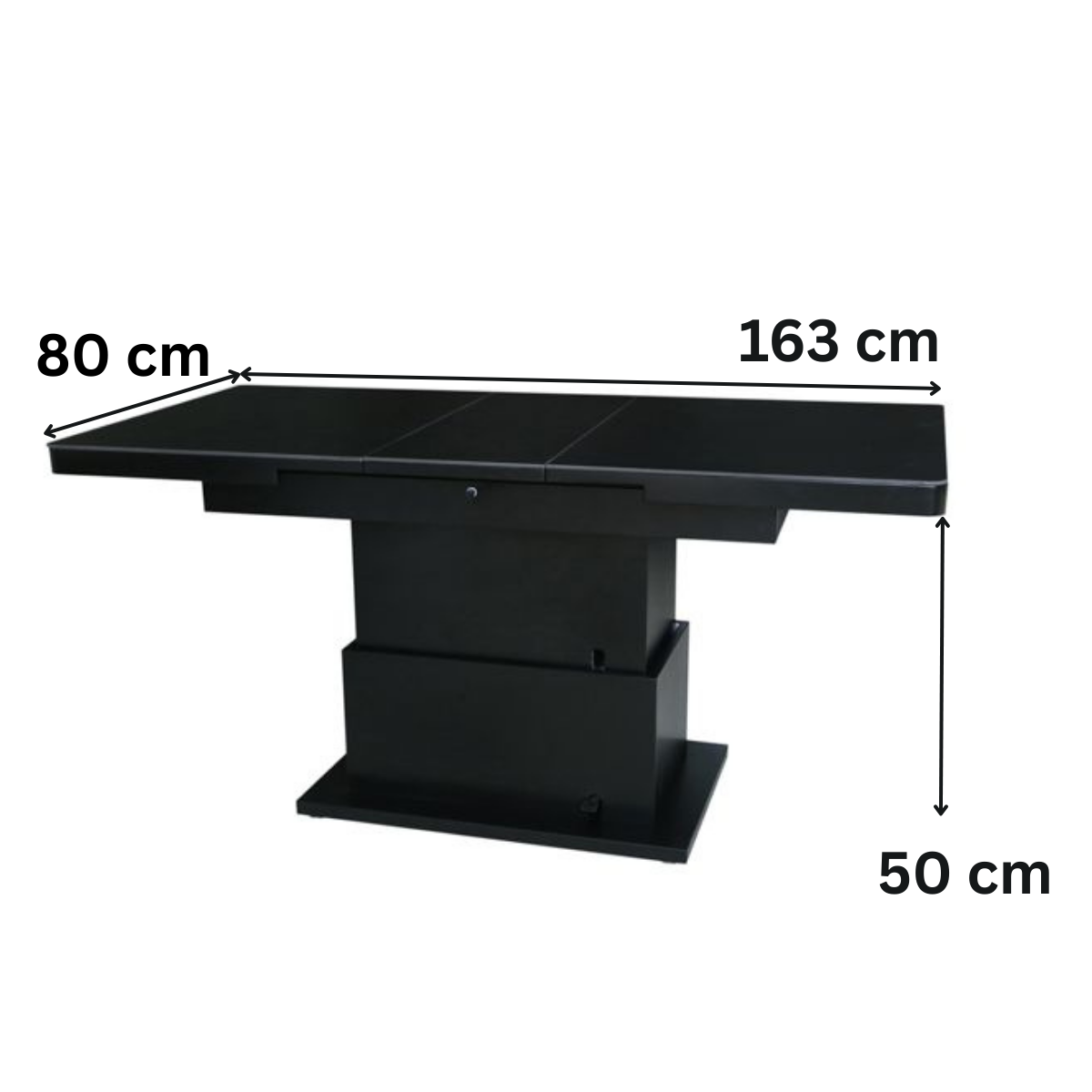 Couchtisch Fermo Schwarz Tischplatte aus Keramik ausziehbar höhenverstellbar